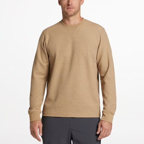 VRST Men's Warm Stone Heather R&R Waffle Crew Top - Picture 1 of 9